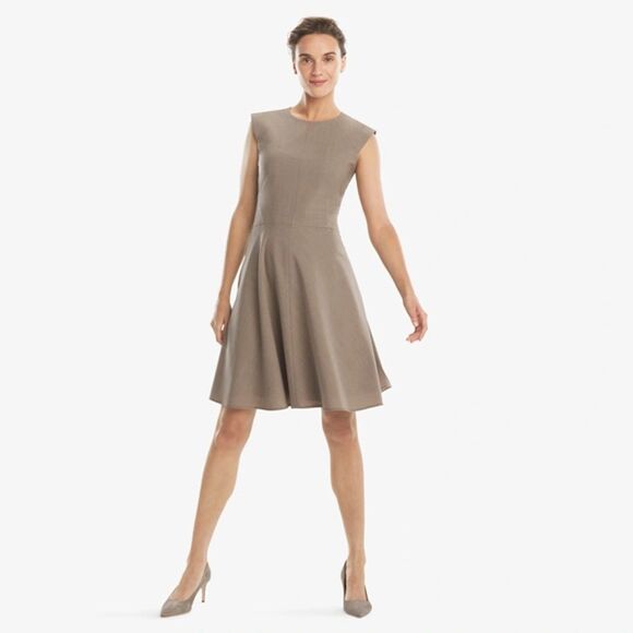 MM Lafleur The Toi Dress Size 6 Tan Savannah A-Lined Wool Blend Business - Picture 2 of 10